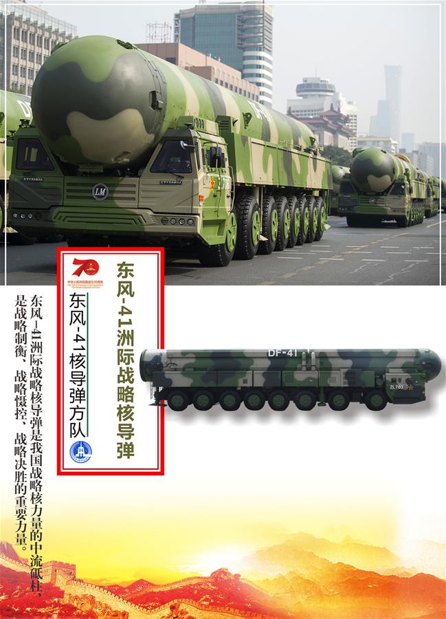 （圖表）[國慶70周年]東風(fēng)-41核導(dǎo)彈方隊&mdash;&mdash;東風(fēng)-41洲際戰(zhàn)略核導(dǎo)彈